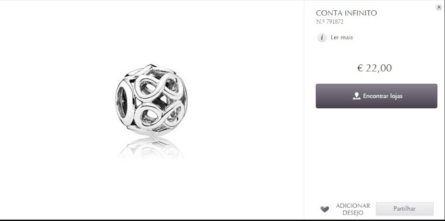 Conta infinito para pulseira ou colar a 22€ Containfinito