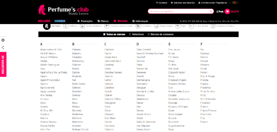 Algumas das marcas que se encontram à venda na Perfumes’s Club Algumas das marcas que se encontram à venda na Perfumes’s Club
