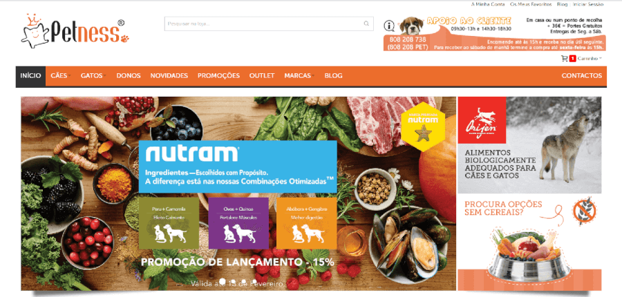 Página inicial do site da Petness  Página inicial do site da Petness