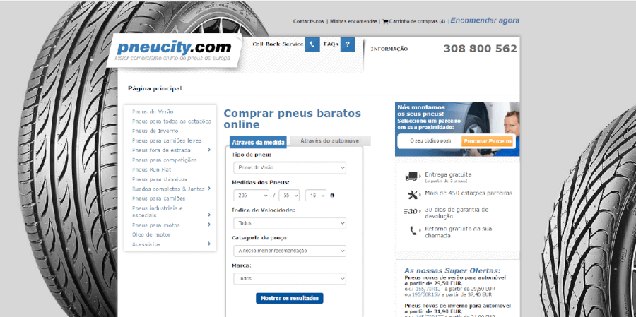 Página inicial do site da Pneucity  Página inicial do site da Pneucity