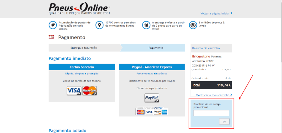 Como aplicar código promocional da Pneus Online  Como aplicar código promocional da Pneus Online