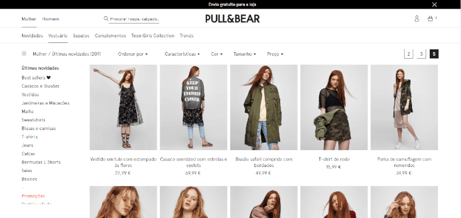 Vários produtos para mulher à venda na Pull & Bear Vários produtos para mulher à venda na Pull & Bear
