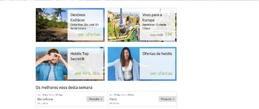 Algumas das promoções existentes na Rumbo Algumas das promoções existentes na Rumbo