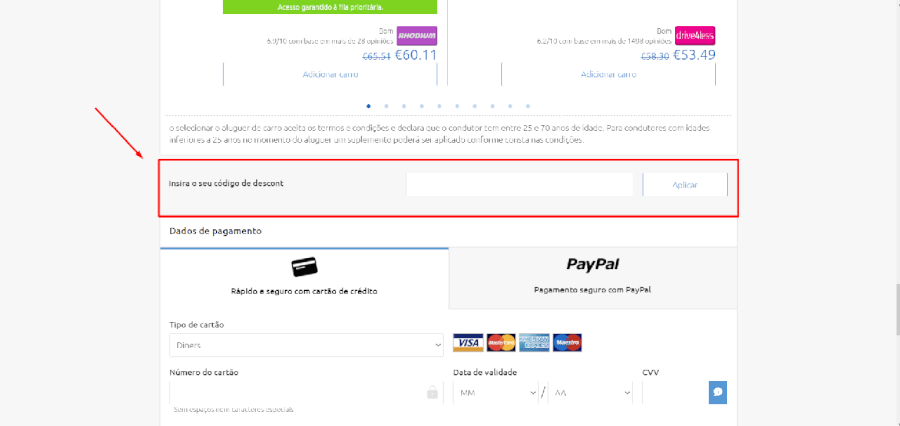 Como aplicar o código de desconto na Rumbo  Como aplicar o código de desconto na Rumbo