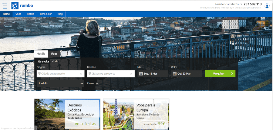 Página inicial do site da Rumbo Página inicial do site da Rumbo