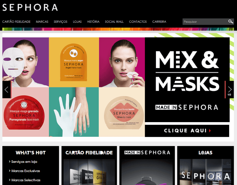 Homepage Sephora como navegar no site da Sephora