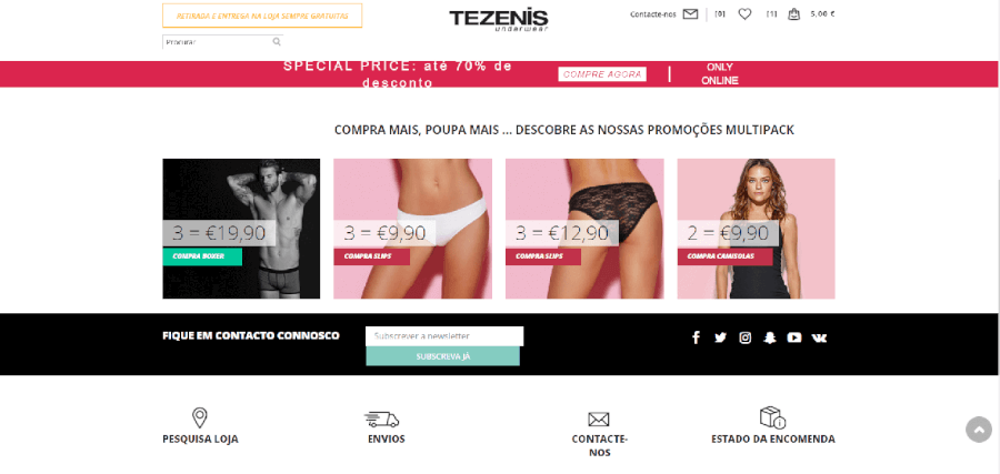 Diversos packs de roupa interior para homem e mulher Diversos packs de roupa interior para homem e mulher