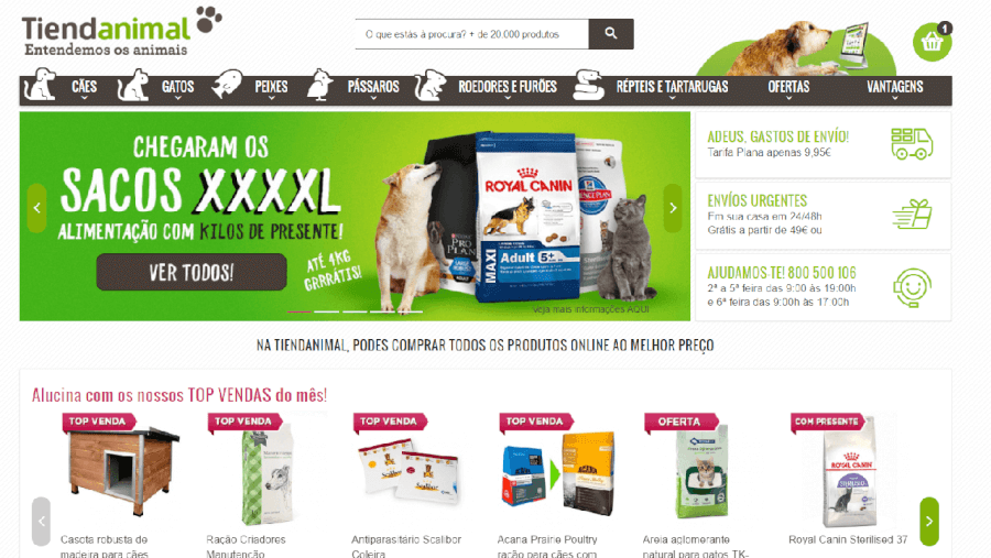 Página inicial do site da Tiendanimal como navegar no site da Tiendanimal