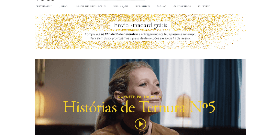 Página inicial do site da Tous Página inicial do site da Tous