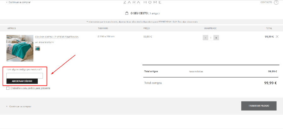 Como aplicar o código promocional Zara Home Como aplicar o código promocional Zara Home