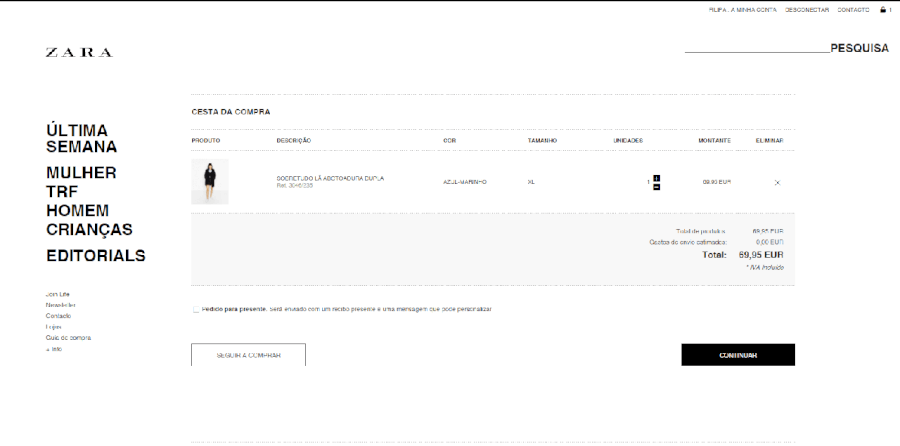 Fazer compras na Zara Fazer compras na Zara