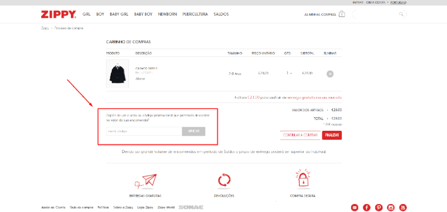Como aplicar o código promocional da Zippy Como aplicar o código promocional da Zippy
