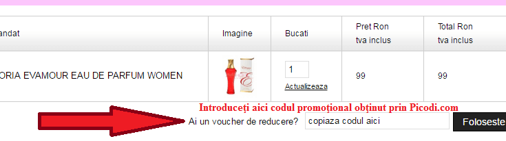 Activare voucher 1001cosmetice coş de cumpărături