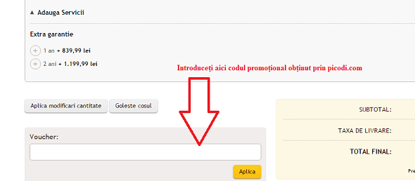 Activare voucher Altex coş de cumpărături