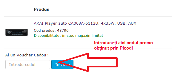 Activare voucher Badabum coș de cumpărături