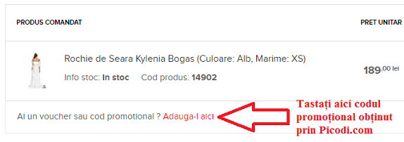 Activare voucher Bogas coș de cumpărături