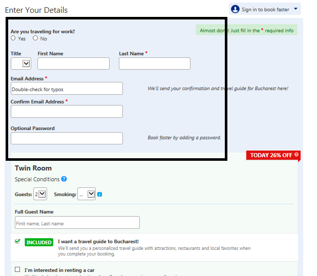 rezervarea dorita adauga datele tale de contact