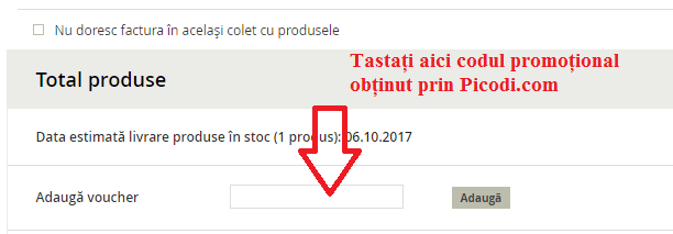 Activare voucher Cartepedia coș de cumpărături