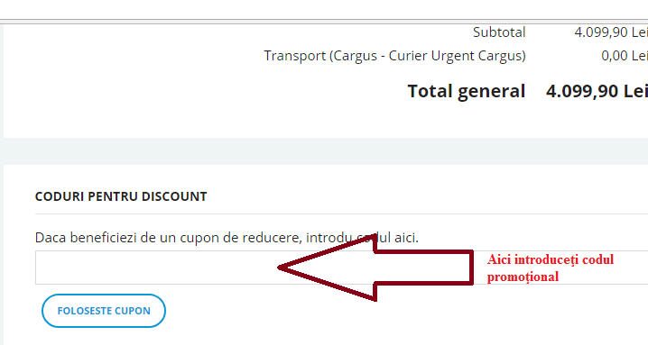 Activare voucher cos de cumpărături