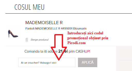 Activare voucher Fashion Up coș de cumpărături
