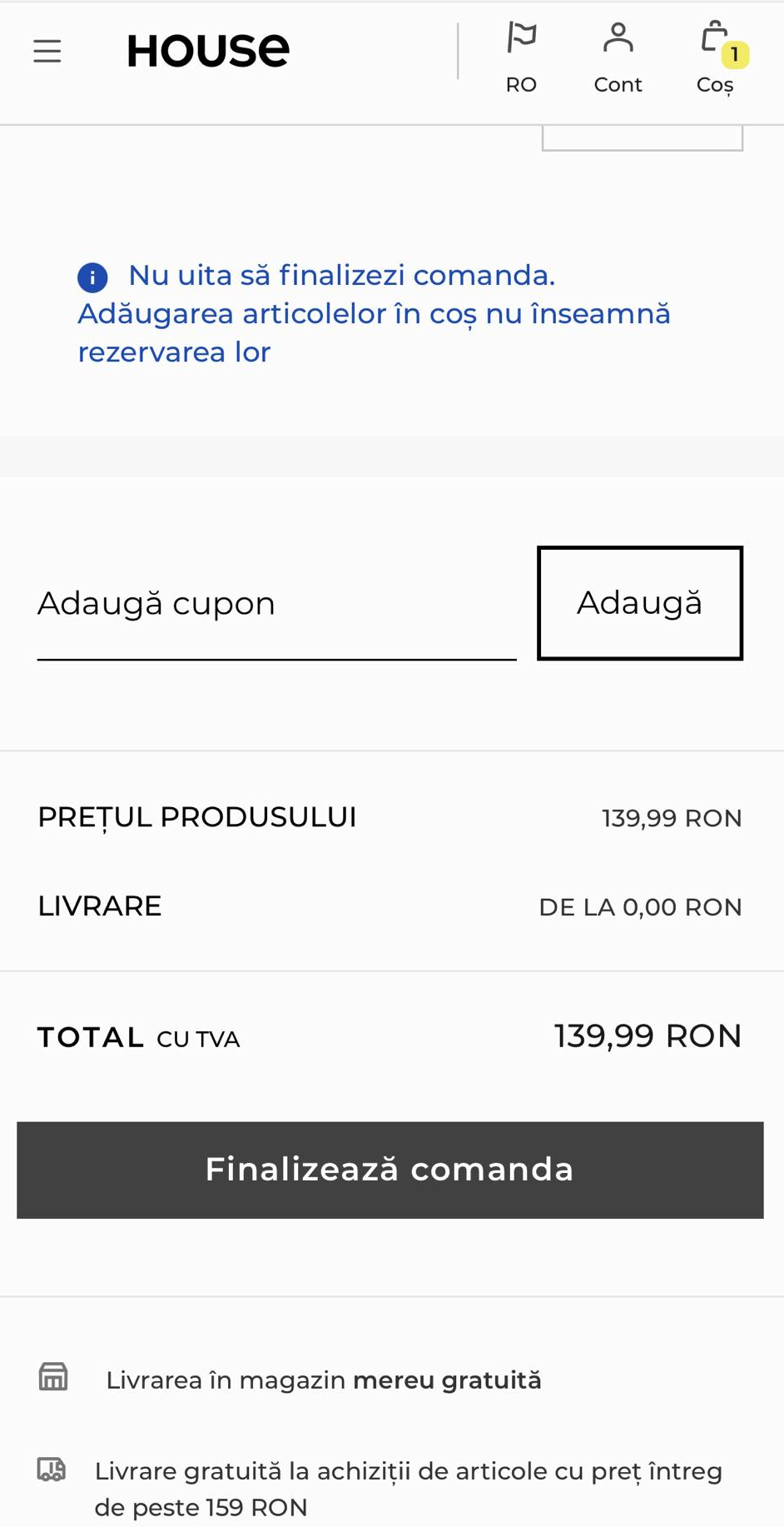Tutorial: Cum să folosești un cod de reducere HOUSE pe mobil