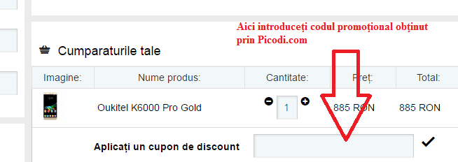 Activare voucher coş de cumpărături