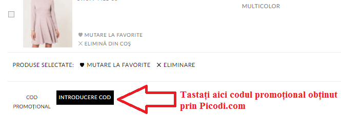 Activare voucher Mohito coș de cumpărături