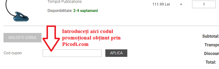 Activare voucher Okian coș de cumpărături