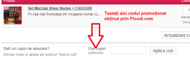Activare voucher Pensulemachiaj.ro coș de cumpărături
