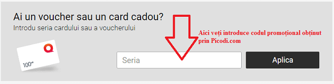 Activare voucher QuickMobile coș de cumpărături