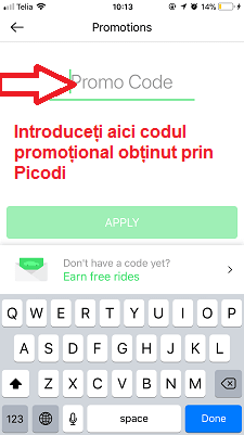 Activare voucher Taxify meniu cont