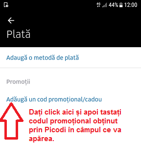 Activare cod promoțional Uber cont client uber