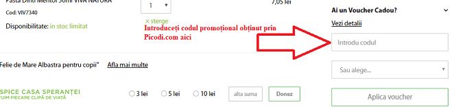 Activare voucher Vegis coș de cumpărături