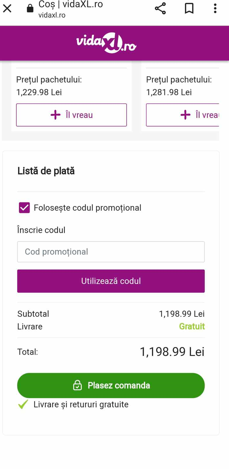Tutorial: Cum să folosești un cod de reducere vidaXL pe mobil