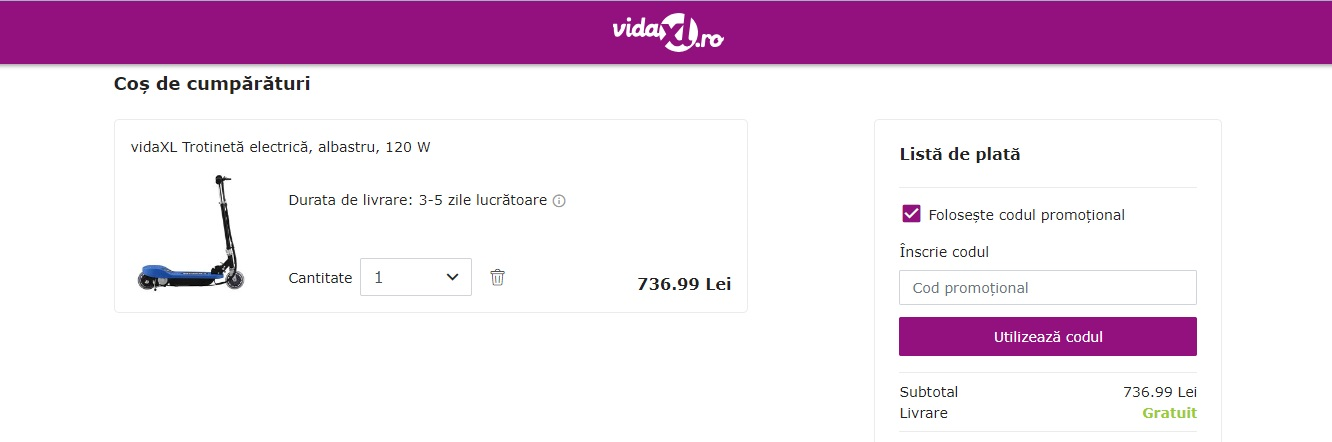 Tutorial: Cum să folosești un cod de reducere vidaXL