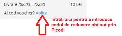 Activare voucher Vivre coș de cumpărături