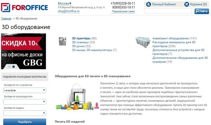 Ассортимент интернет-магазина