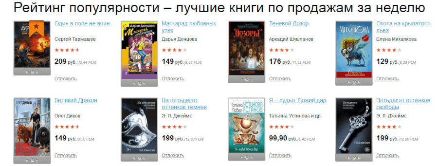 Популярные книги в интернет-магазине «ЛитРес»
