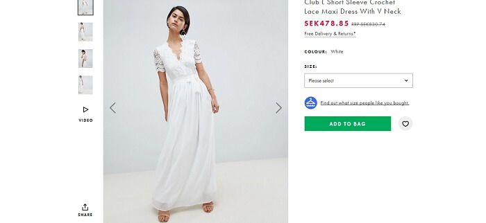 Vit klänning för dam