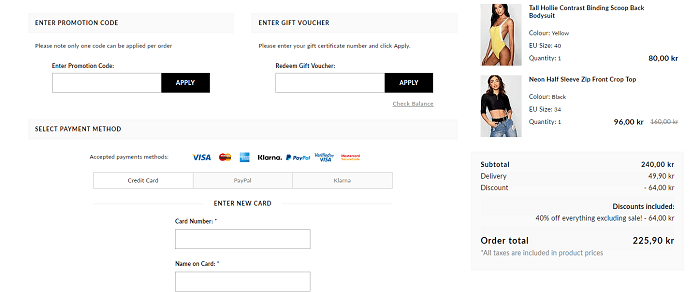 Glöm inte fylla i din rabattkod och kampanjkod!