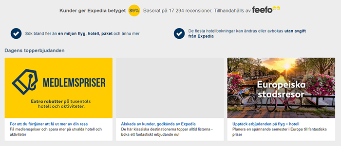 Expedia utbud