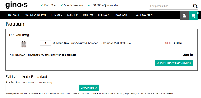 Använd rabattkod som du får via prenumeration av nyhetsbrev