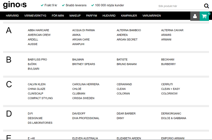 Produkter från ett stort utbud av kända och högkvalitativa varumärken