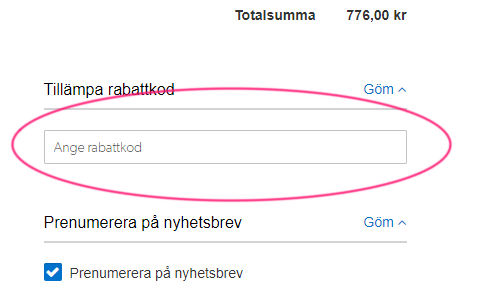 Rabattkodsfältet