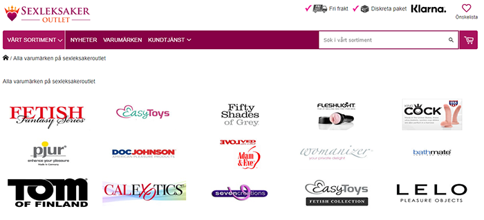 Sexleksaker Outlet utbud