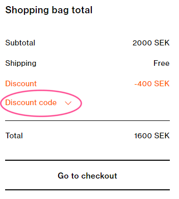 Rabattkodsfältet