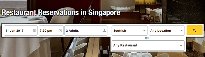 Selection of available places