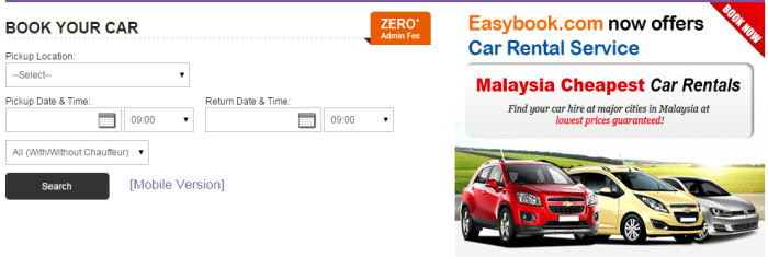 car rental booking Easybook