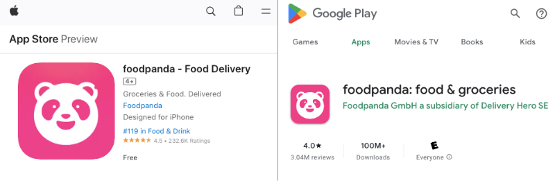 Foodpanda mobile apps reviews