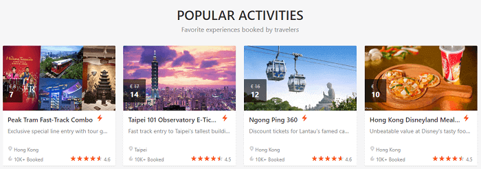 Popular experiences